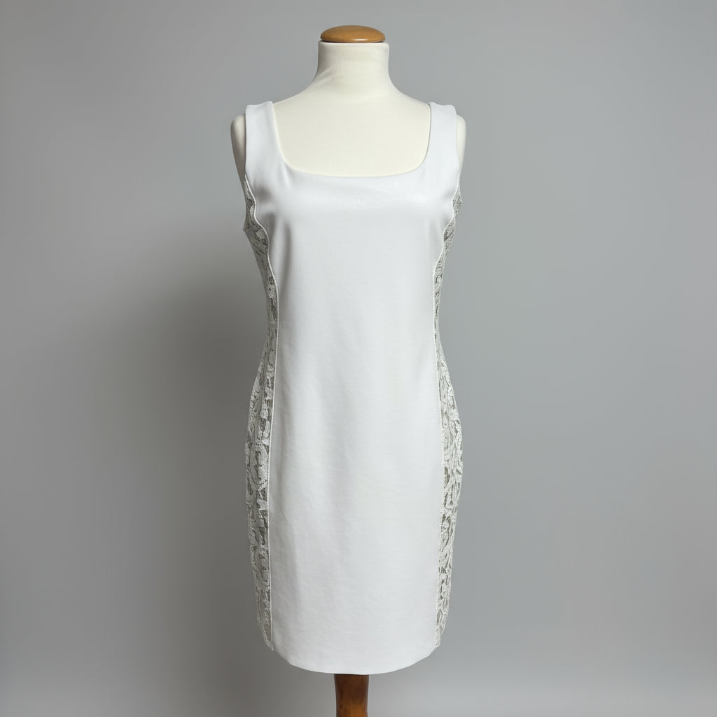 Bailey 44 ivory vegan leather and lace dress, size L