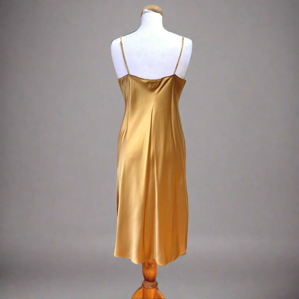 Banana Republic gold silk satin dress, size M