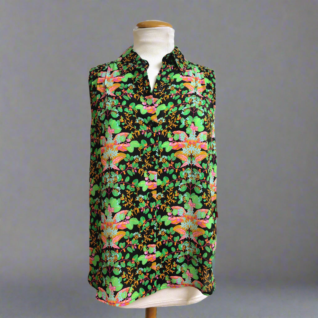 Cabi black and lime print Pixie top, size S, NEW WITH TAGS!
