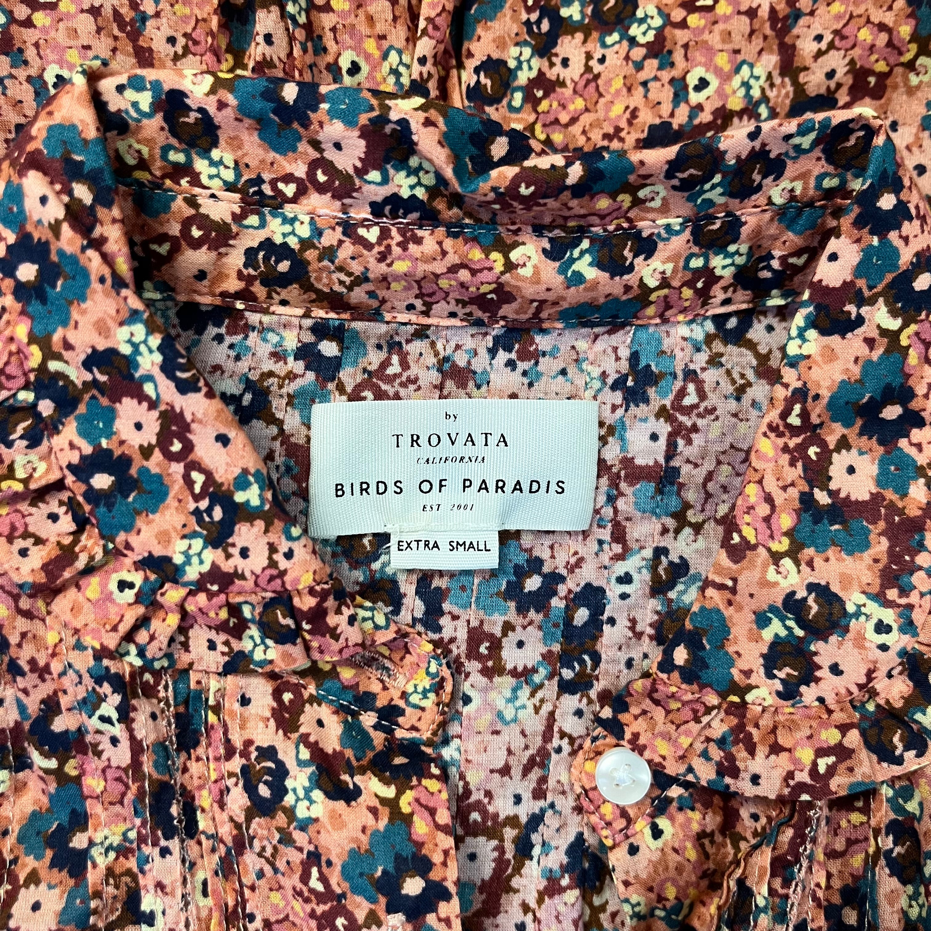 Trovata pink and navy floral Gemma blouse, size XS