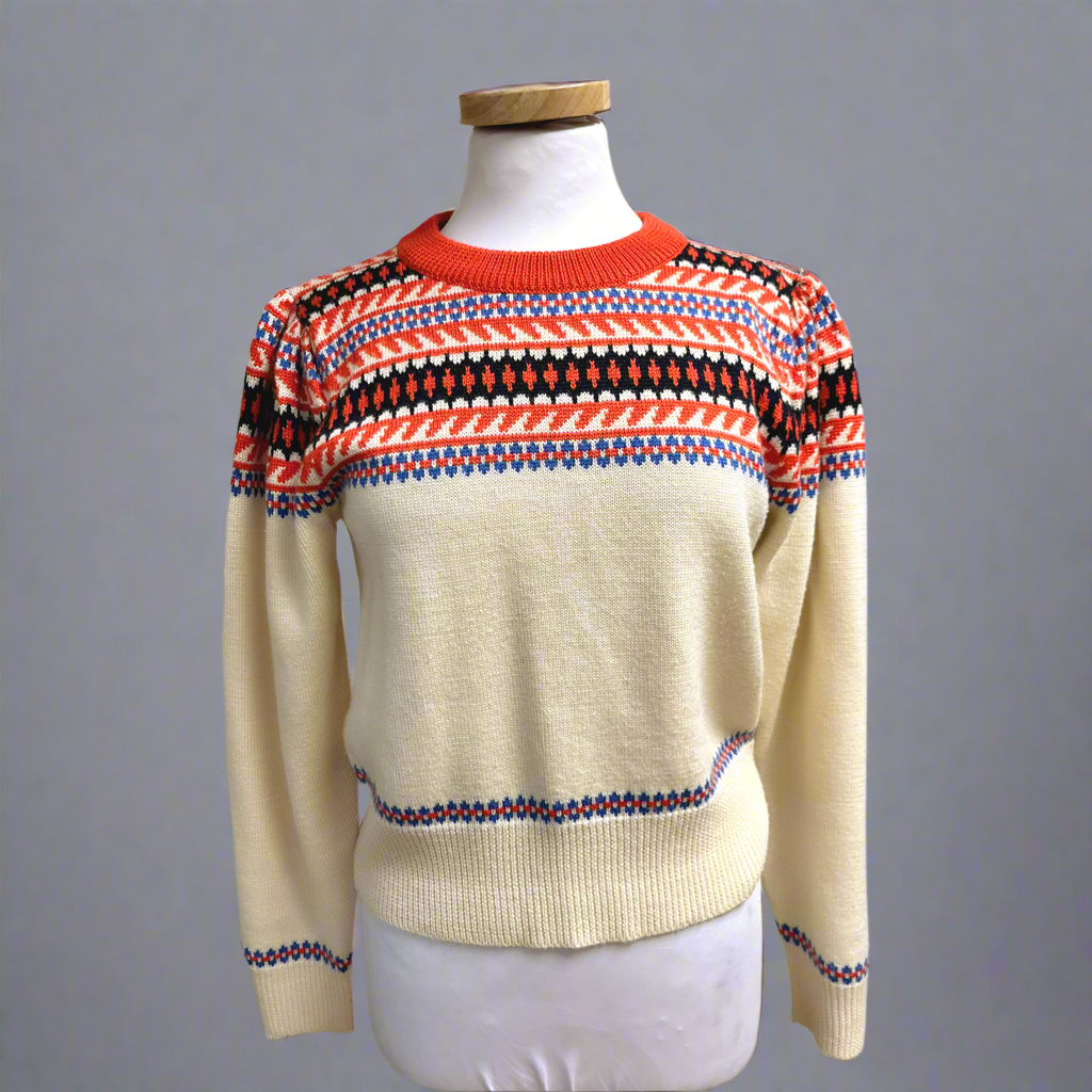Hunter Bell cream Jackie Fair Isle sweater, size S