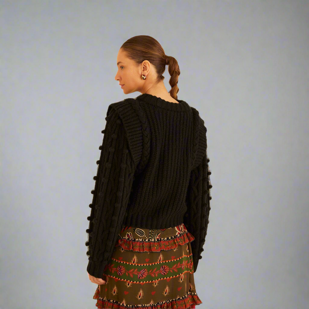 FARM Rio black Braided sweater, size S