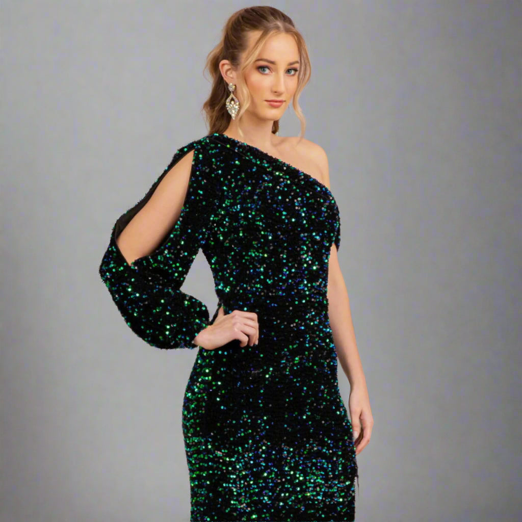 Elizabeth K. emerald sequin dress, size S, NEW WITH TAGS!