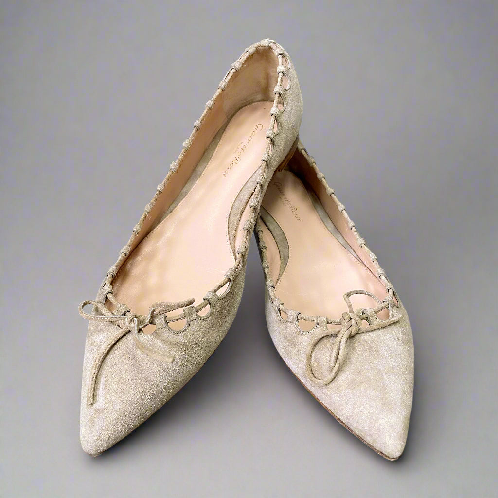 Gianvito Rossi tan suede flats, size 10
