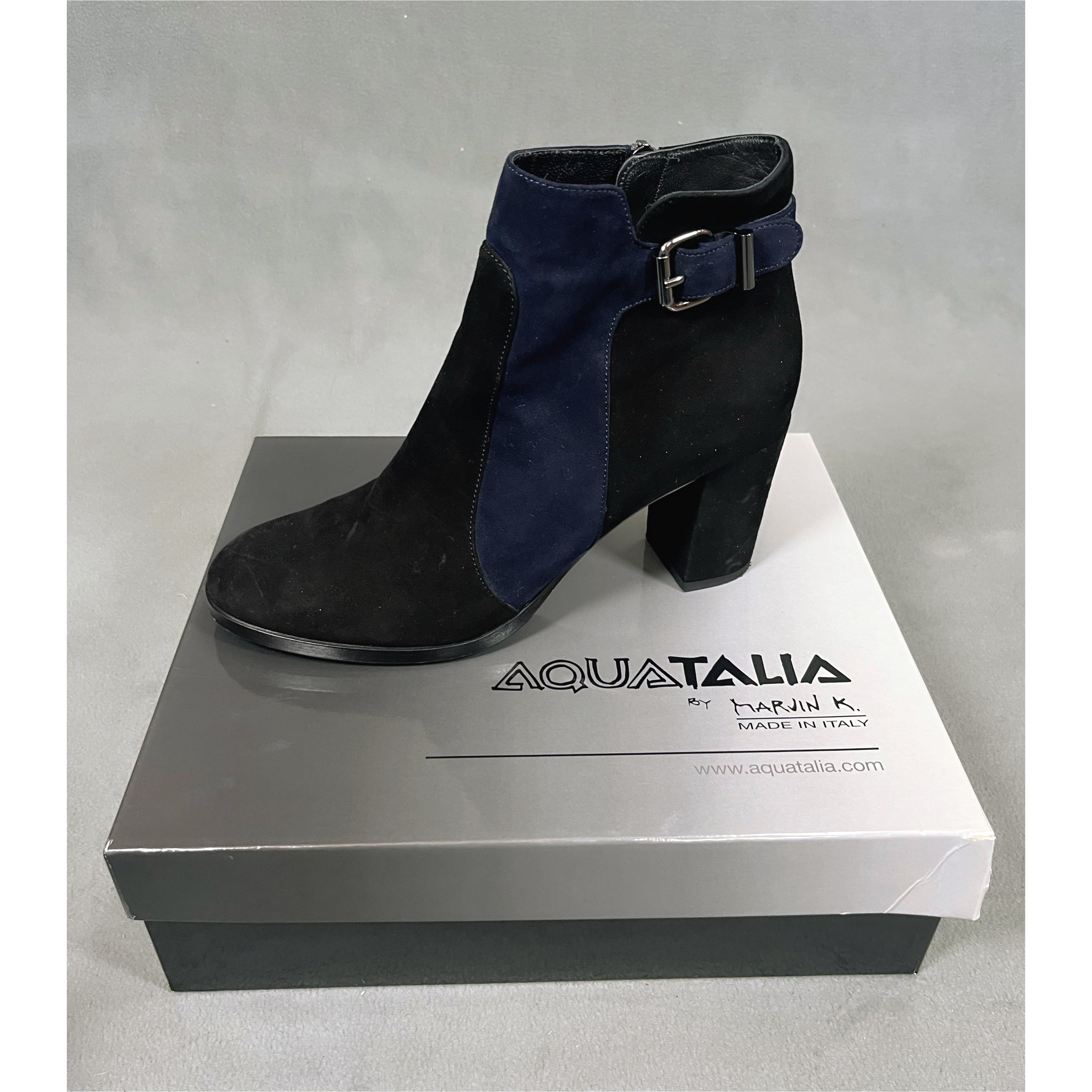 Aquatalia Phila Suede Navy Heel good Boots