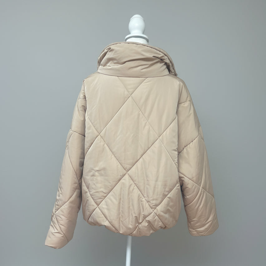 Dress Forum beige puffer coat, size L