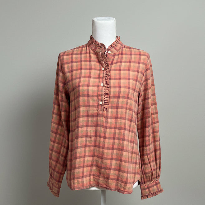 Trovata blush plaid flannel blouse, size XS