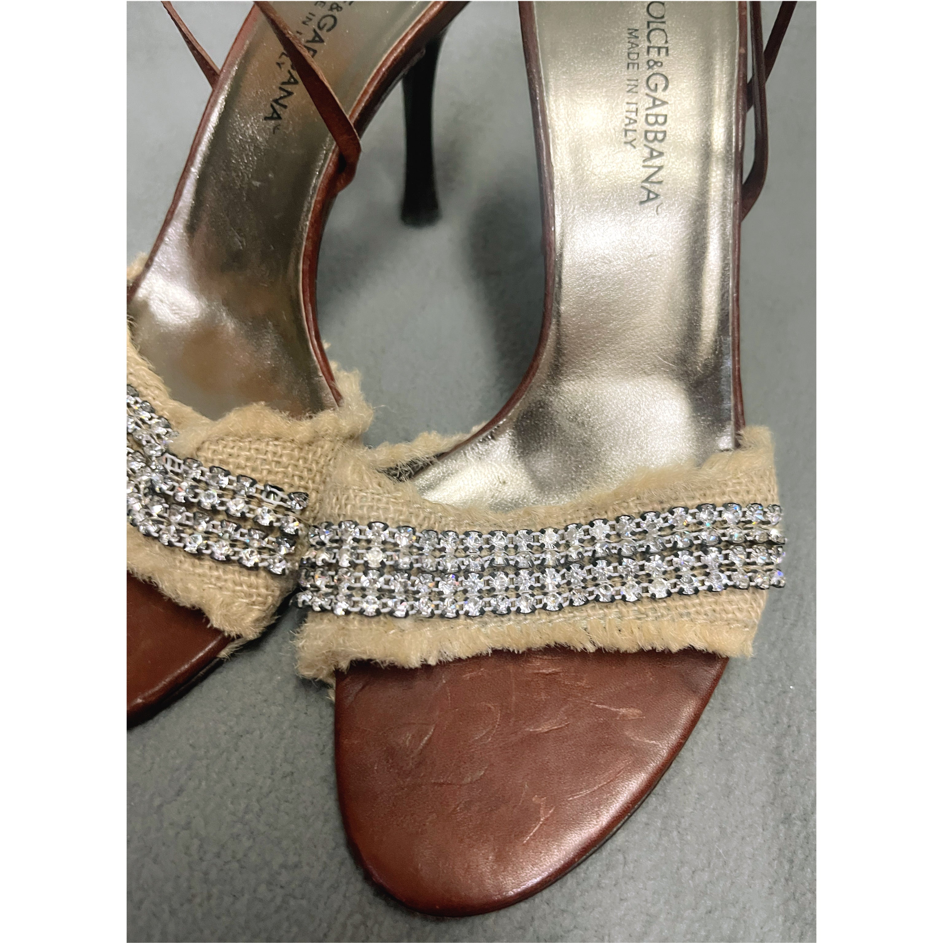 Dolce & Gabbana rhinestone detail sandal, size 6