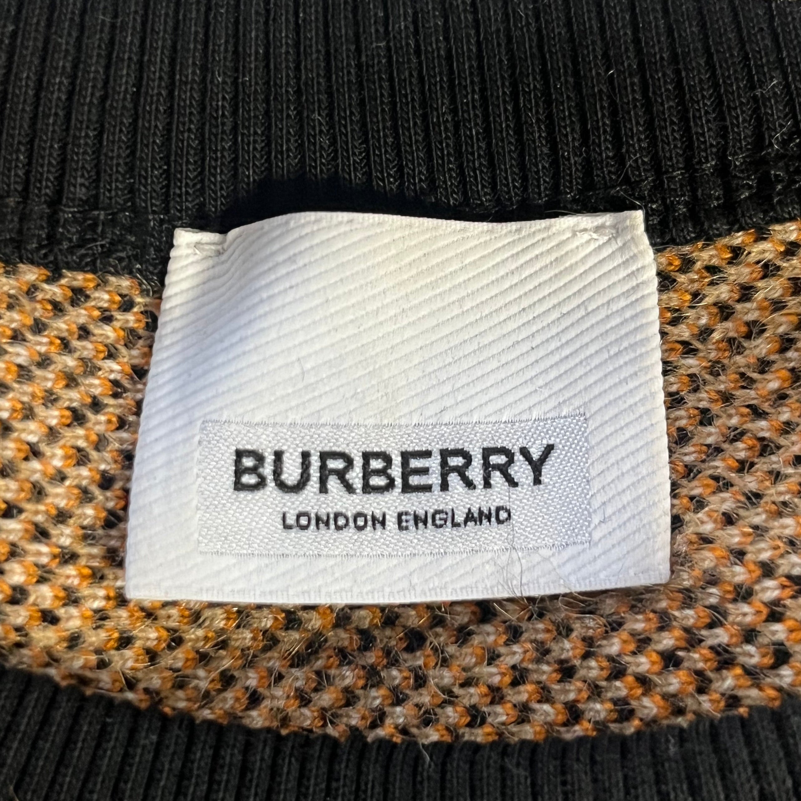 Burberry black and orange logo fringe sweater, size M