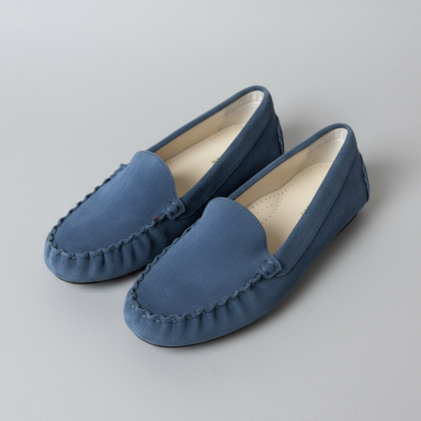 Cole Haan blue suede Evelyn Driver moccasins, size 8, NEW IN BOX!