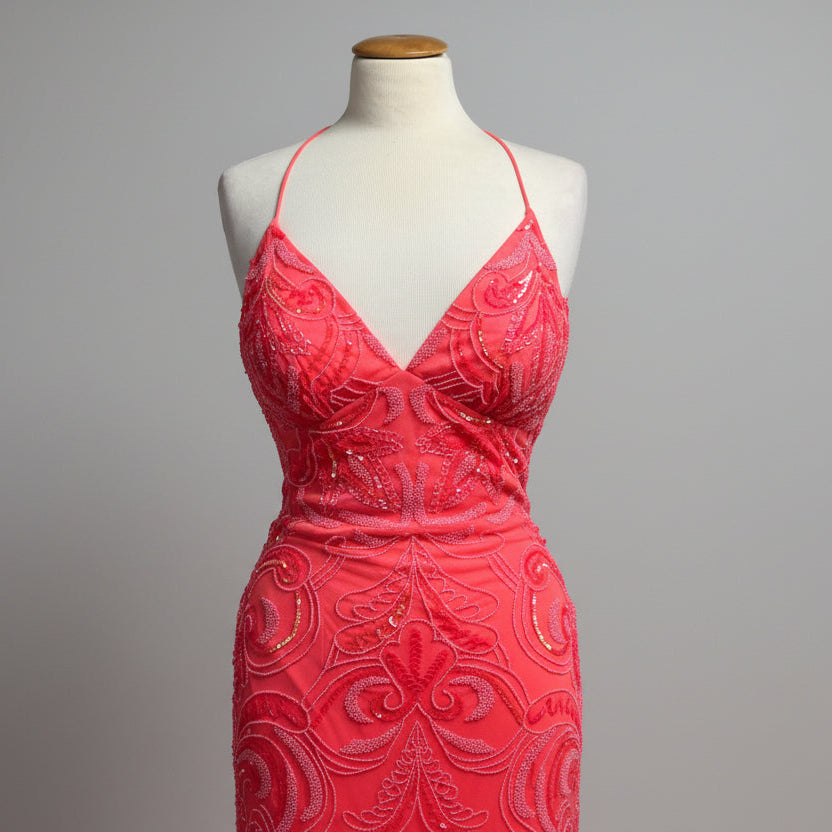 Coral beaded dress, size 6, BRAND NEW!