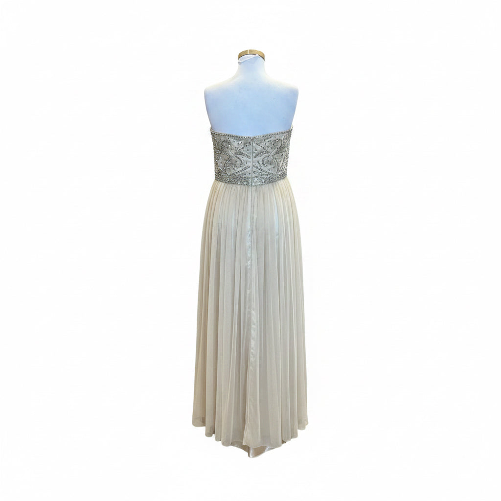 Xscape champagne dress with beading, size 14