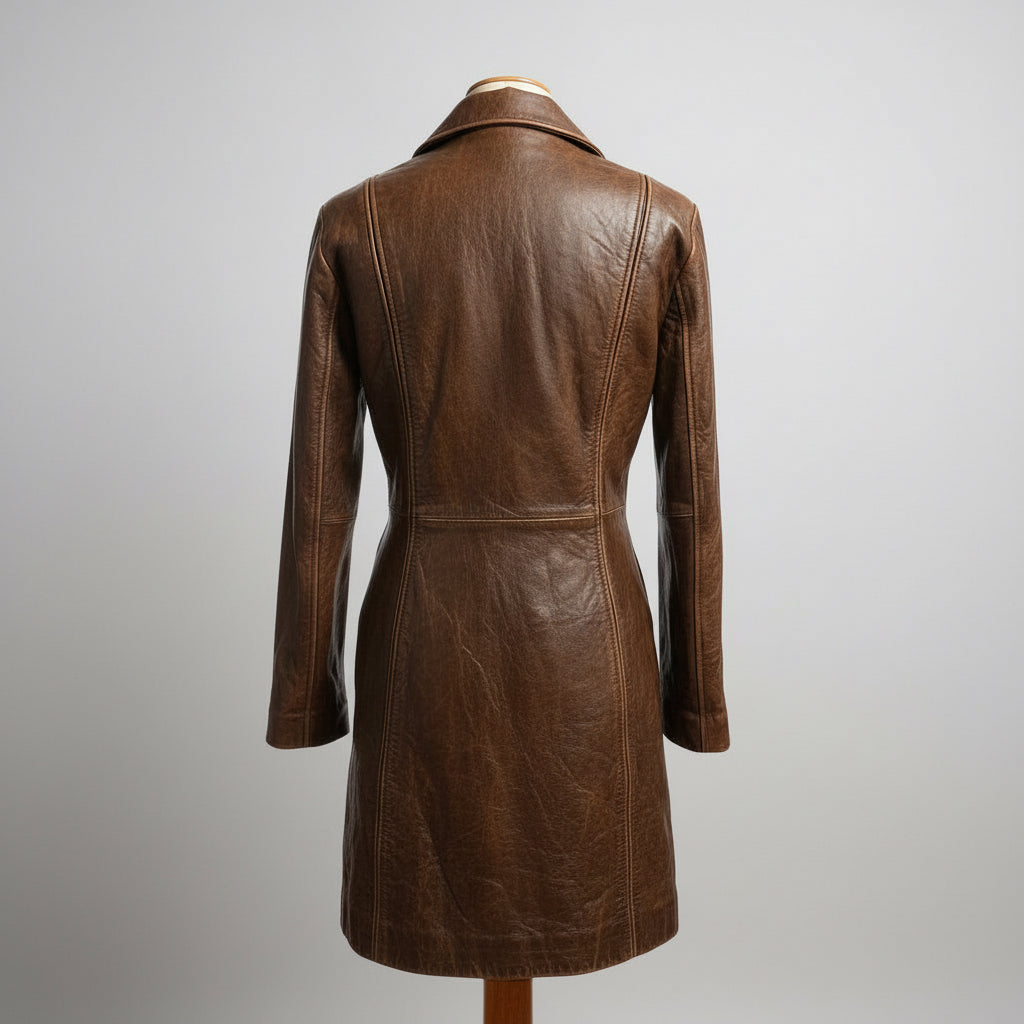 Rogue Leather brown leather coat, size S