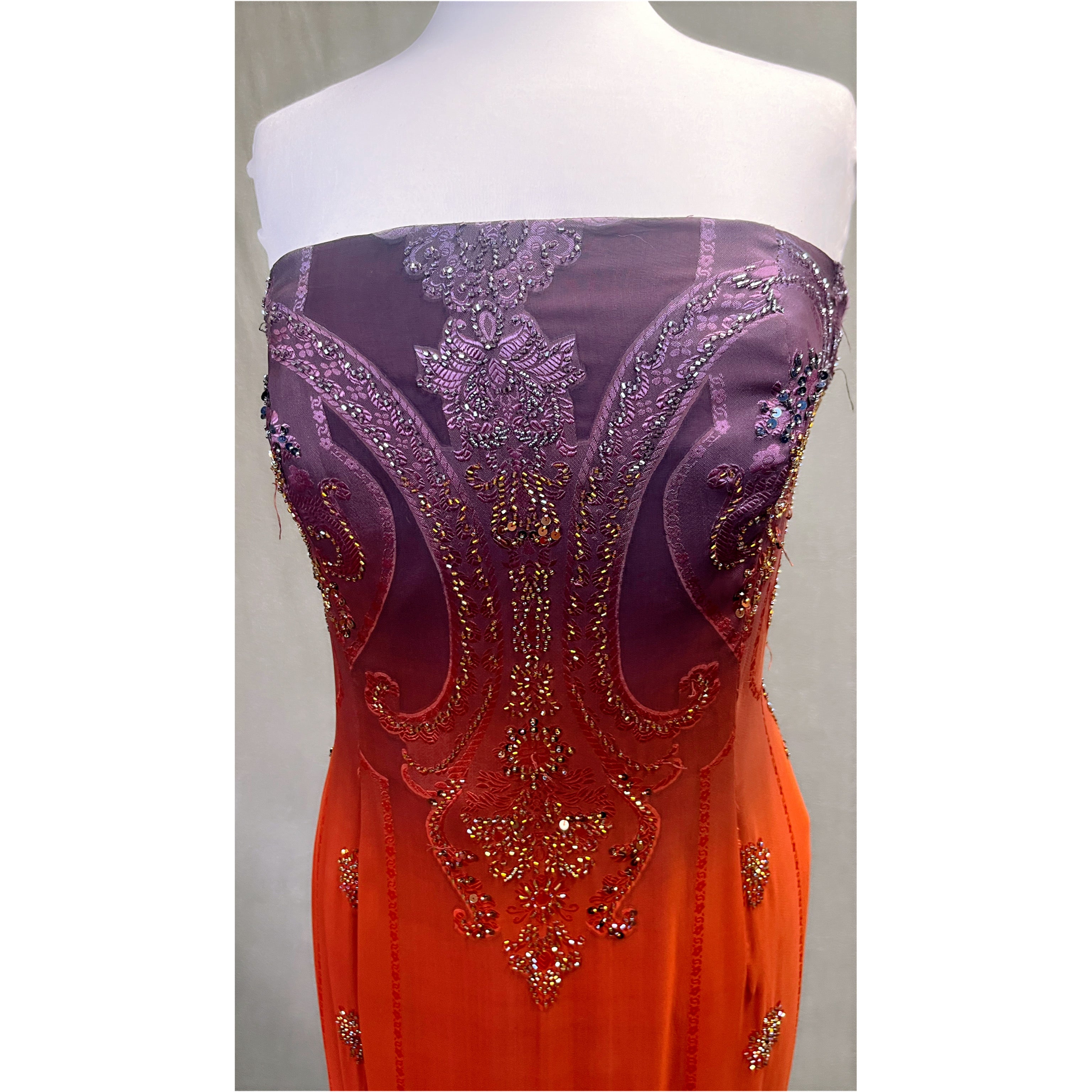 Jovani vintage plum and burnt orange dress, size 18