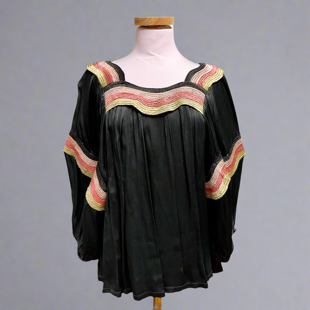 Corey Lynn Calter black and metallic Patti blouse, size S