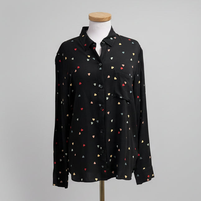 Rails black heart print blouse, size M, NEW WITH TAGS!