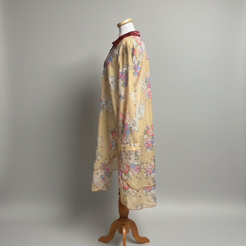 Aratta Silent Journey beige floral shirt/dress, size L, NEW WITH TAGS!