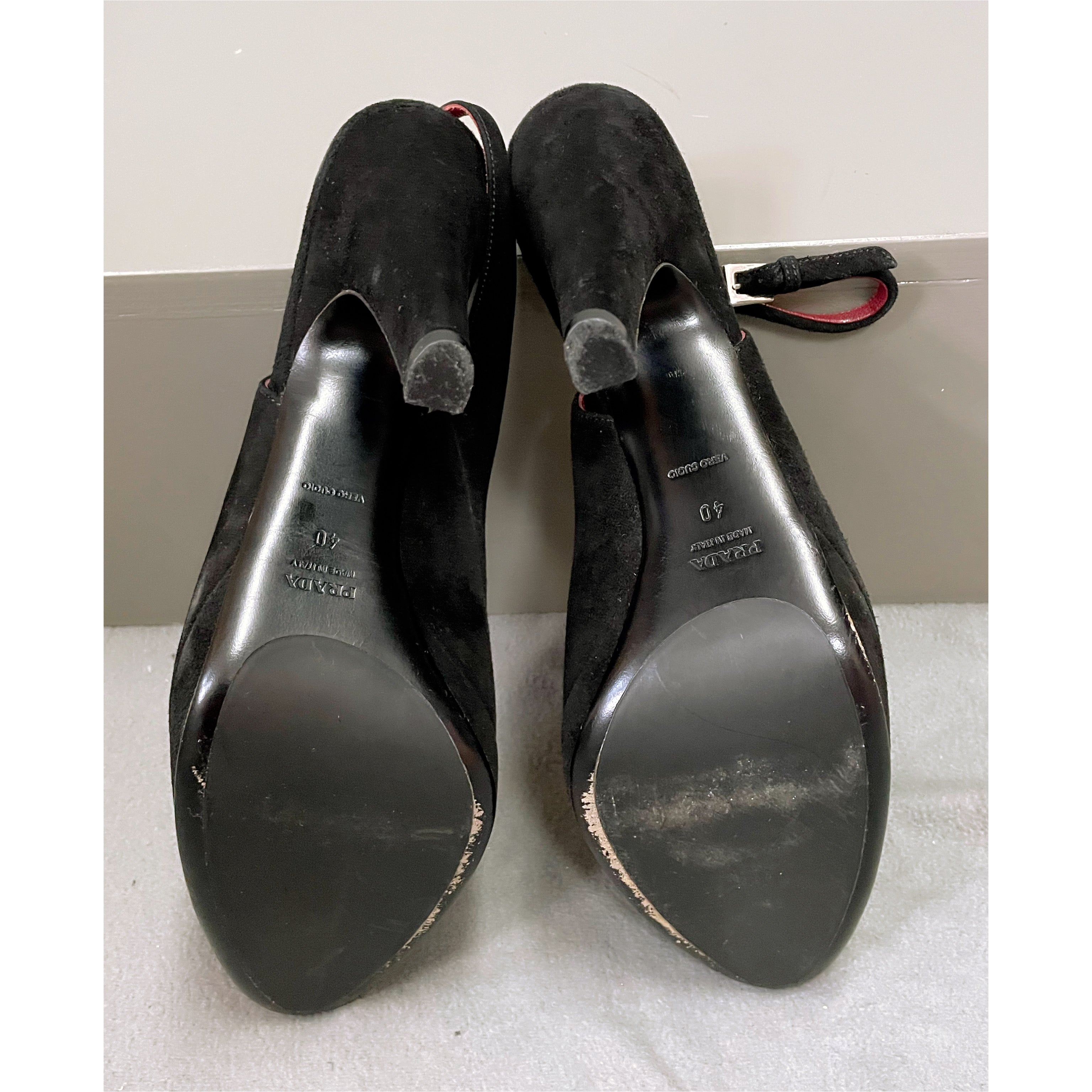 Prada black suede slingbacks, size 10, NEARLY NEW!