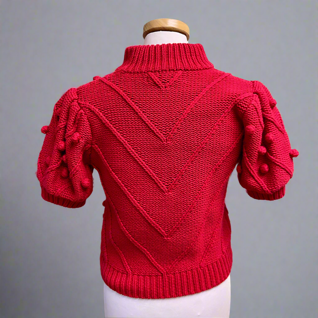 English Factory red pom pom sweater, size S