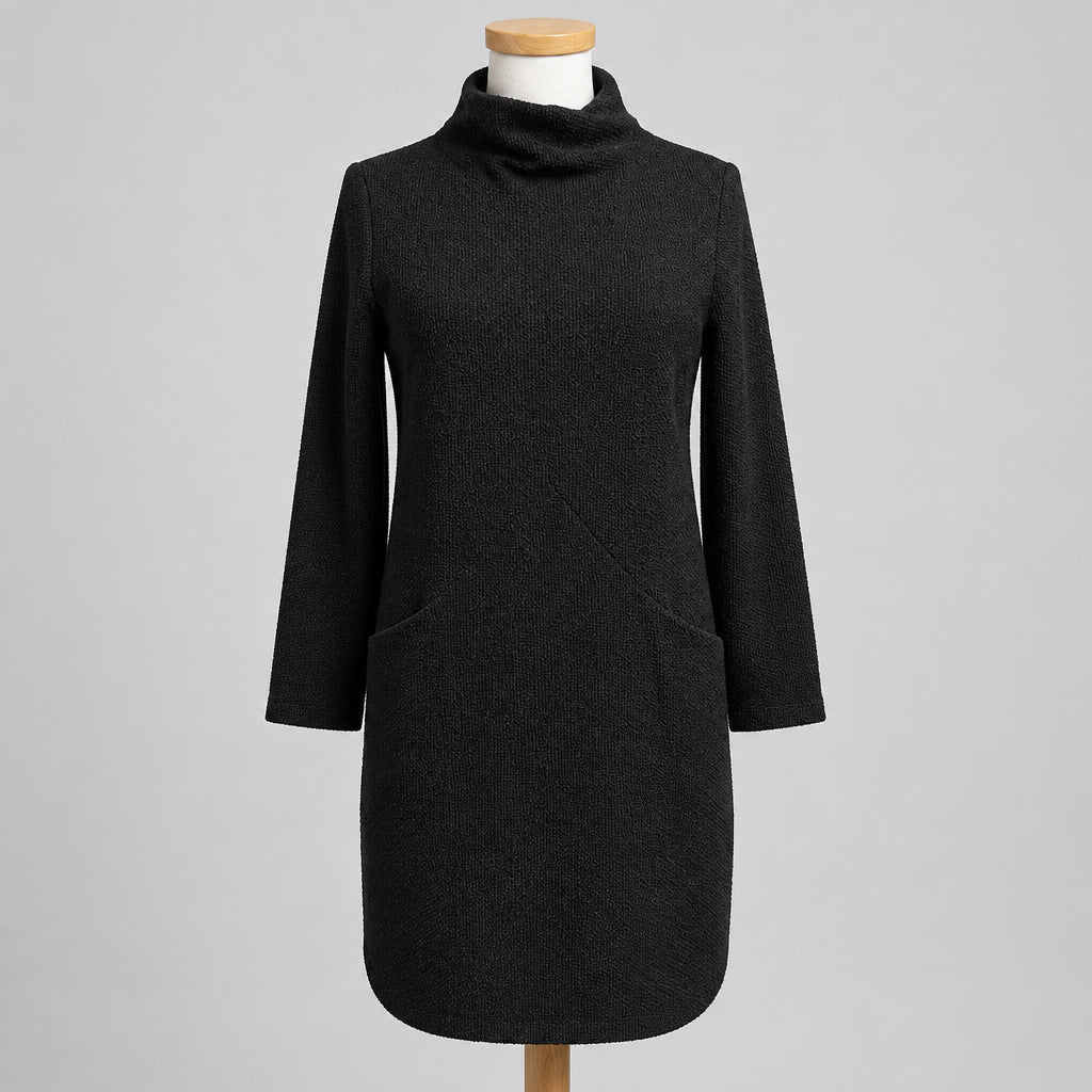 Clara Sun Woo black funnel neck sweater dress, size XS, NEW WITH TAGS!