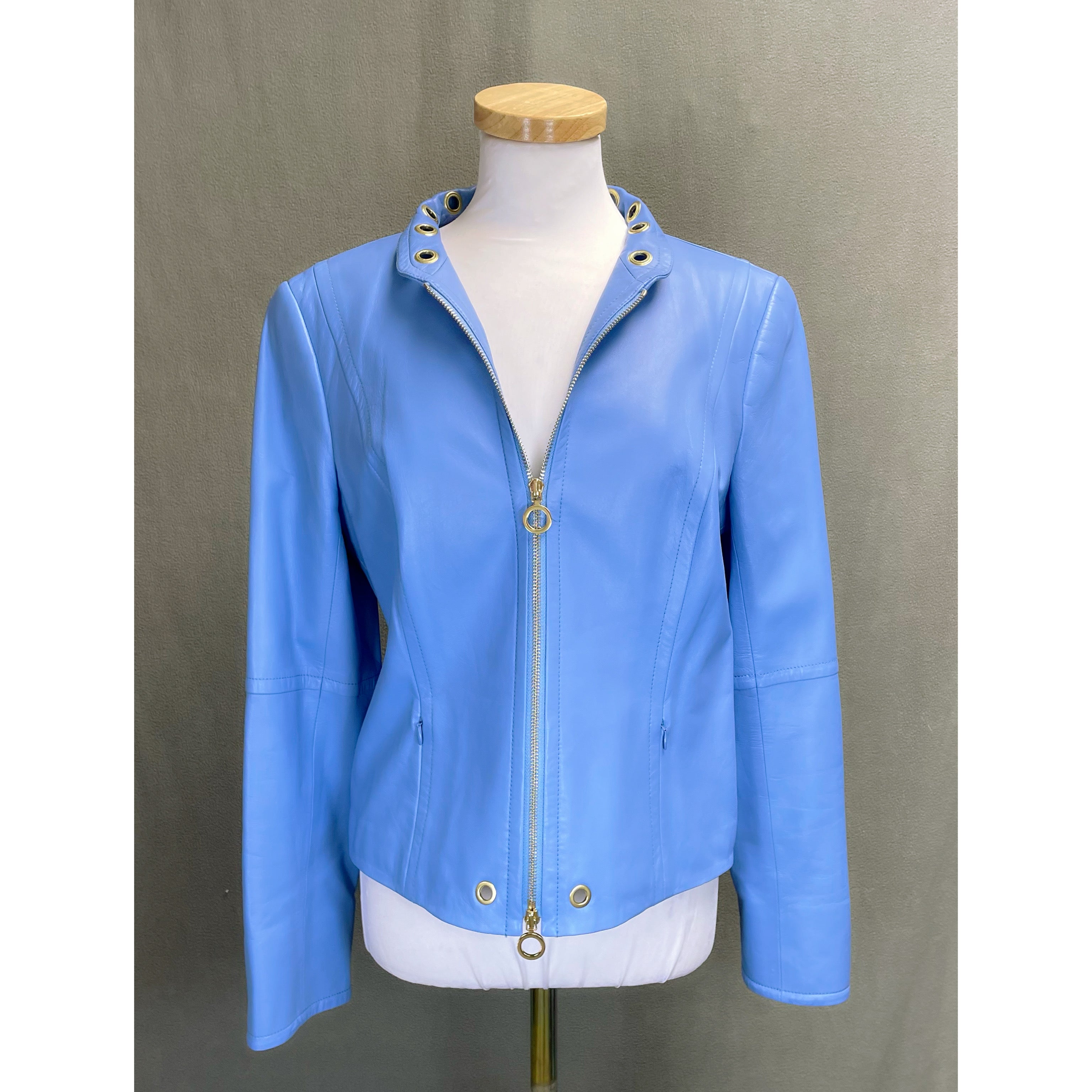 Worth light blue leather jacket, size 12