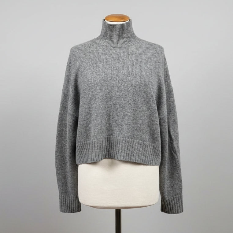 Theory gray cashmere cropped sweater, size P