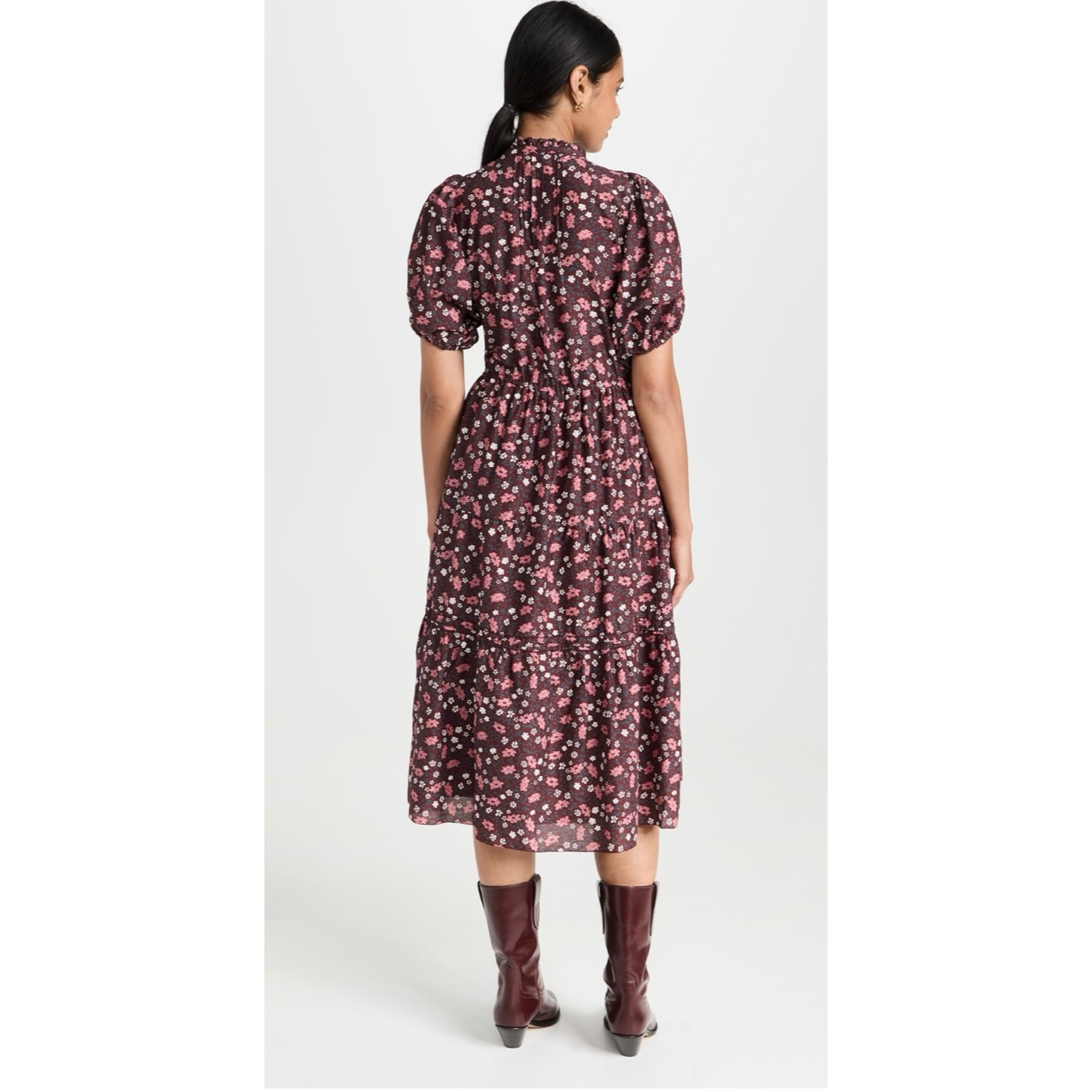 Trovata burgundy floral Hildie dress, size XS