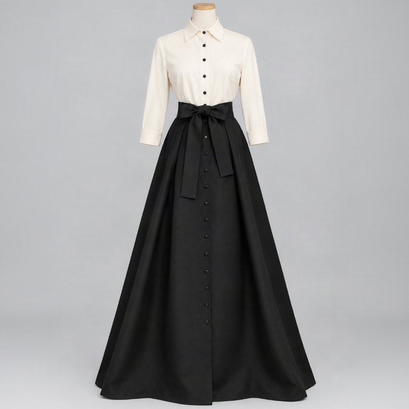 Carolina Herrera ivory and black dress, size 10