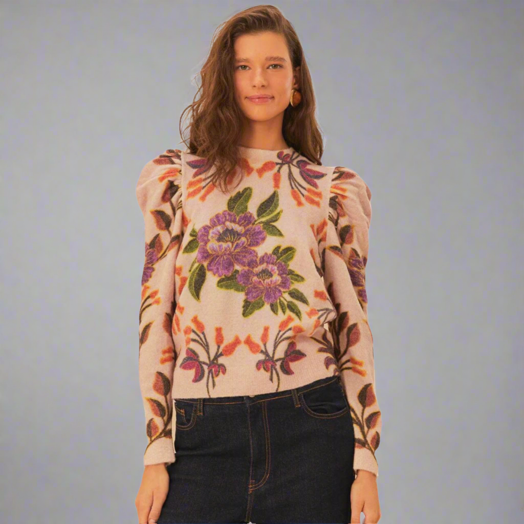 FARM Rio lavender Winter Garden sweater, size M