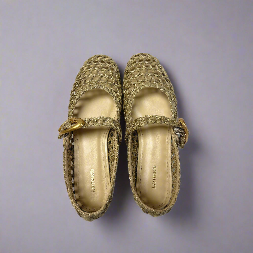 Laroude olive raffia Verona ballet flat, size 9, NEW IN BOX!