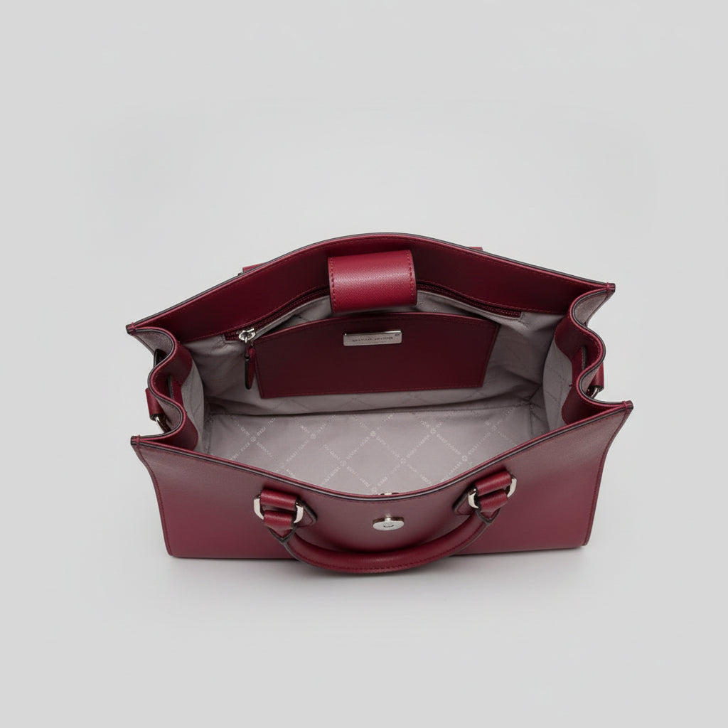 Michael Kors red Hamilton Saffiano satchel bag