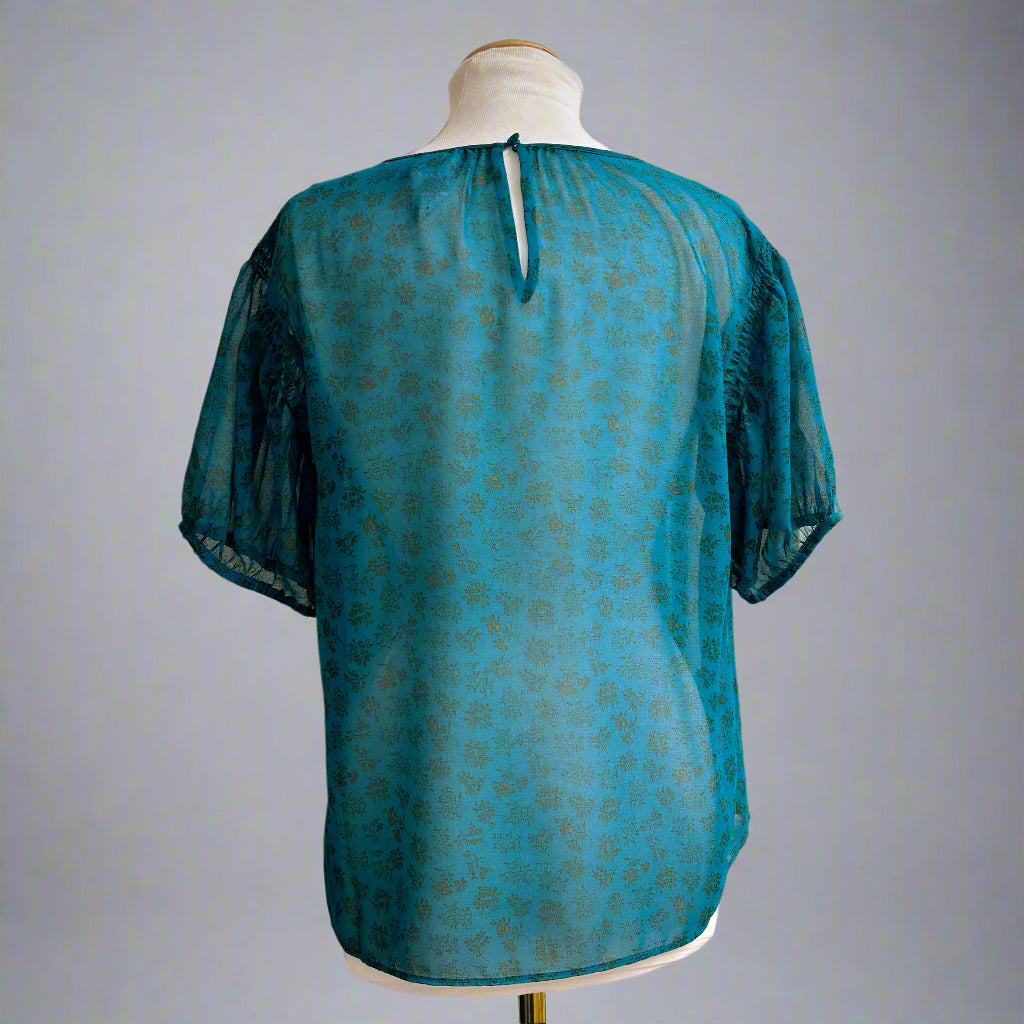 Cabi teal floral Sprit top, size M, NEW WITH TAGS!