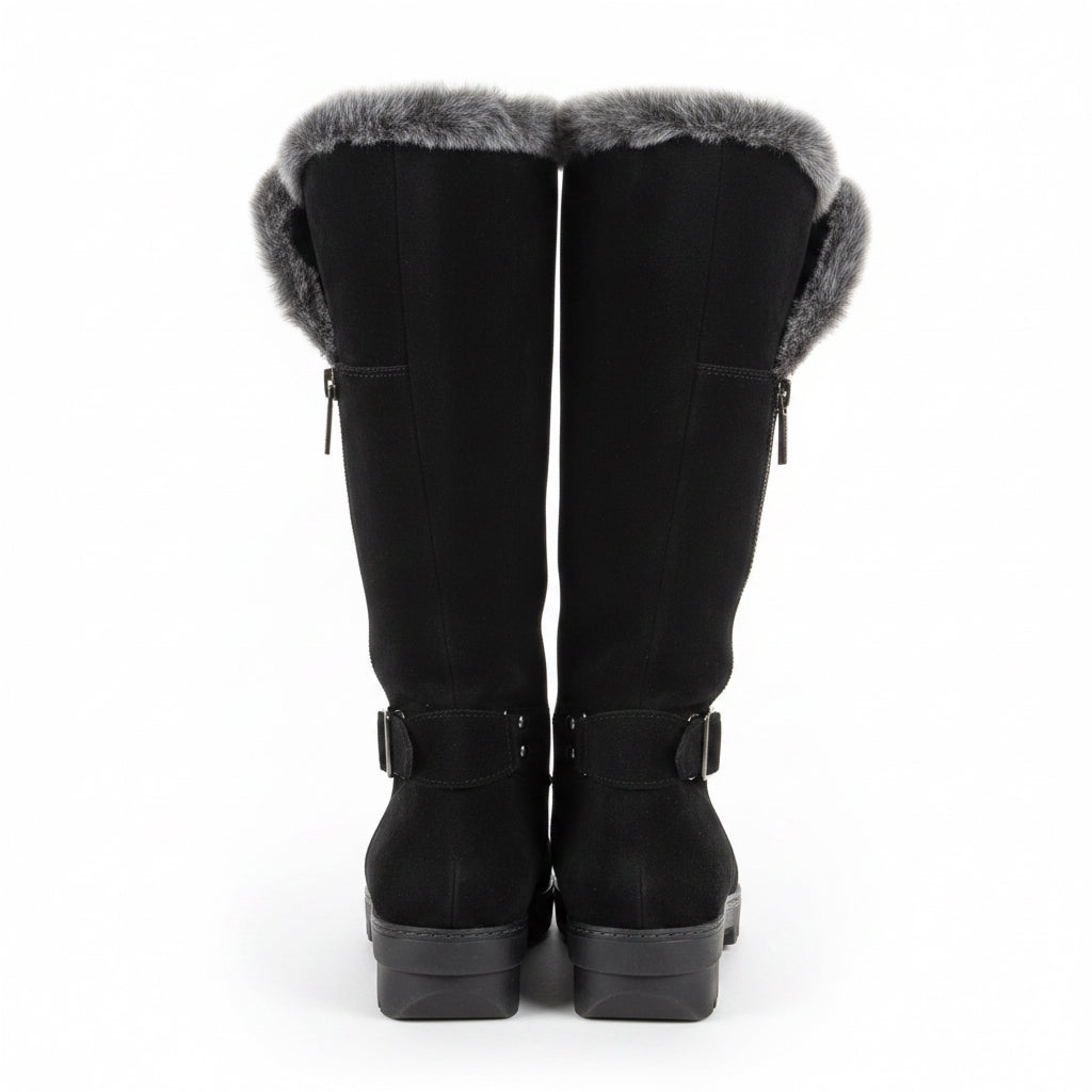 Aquatalia black suede and faux fur Komfy boots, size 40 (US size 9.5)