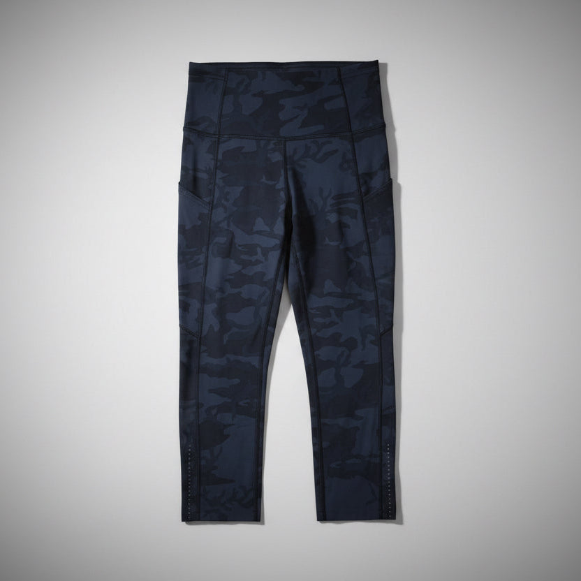 lululemon gray camouflage Fast & Free crop leggings, size 4