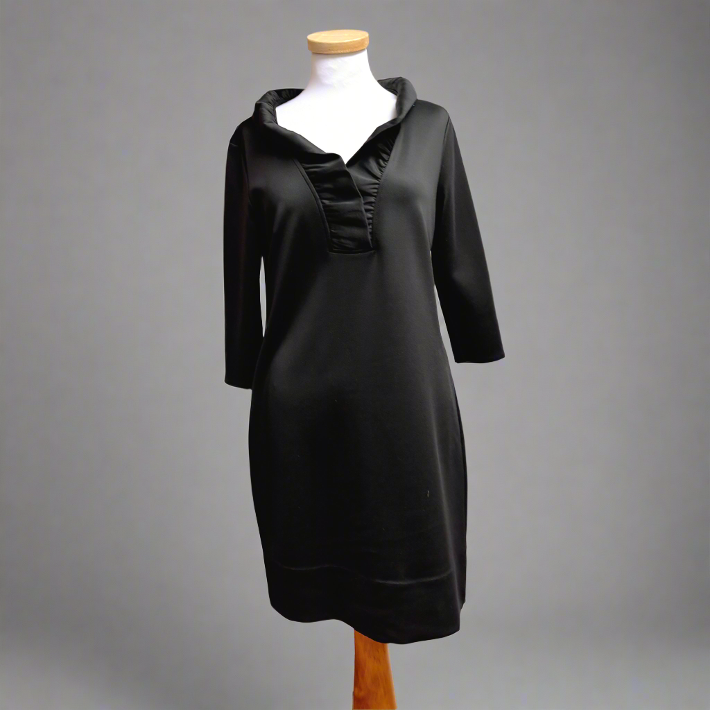 Gretchen Scott black dress with ruffles, size S