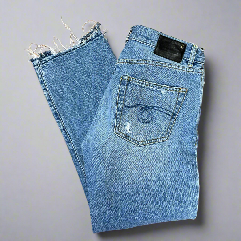 R13 distressed boyfriend jeans, size 24