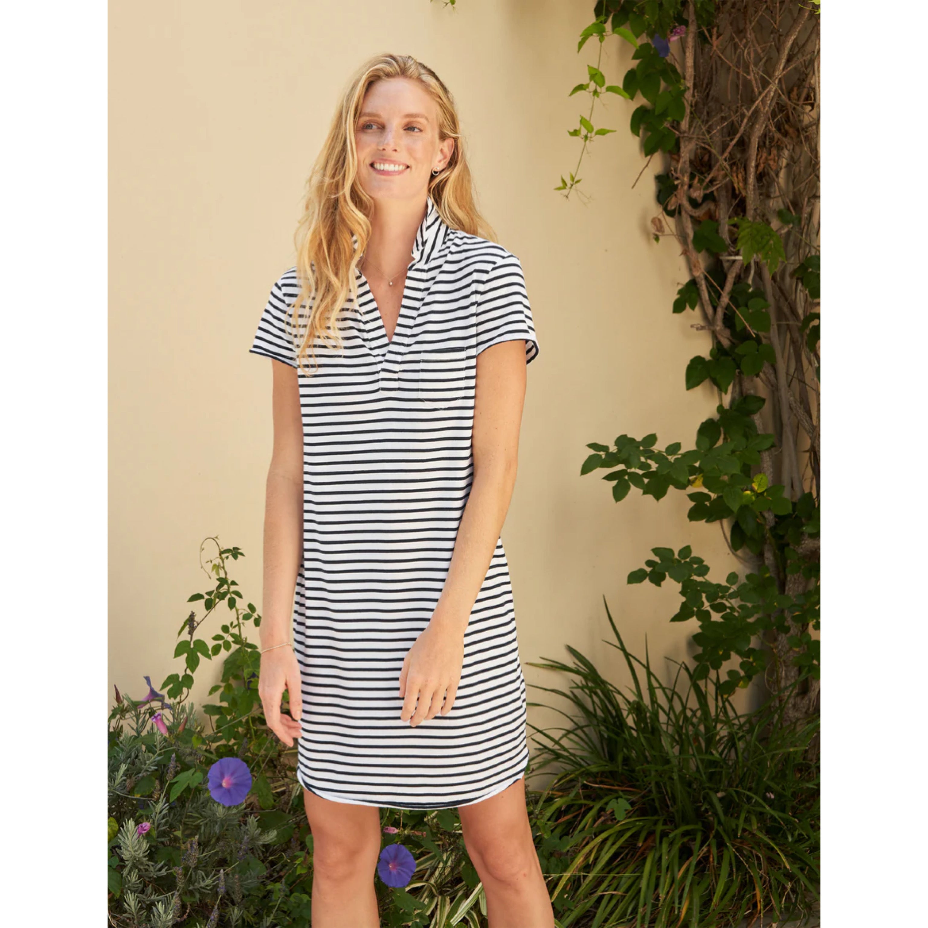 Frank & Eileen white and black stripe Lauren dress, size XS