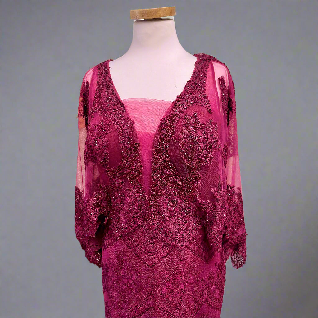 Montage Mon Cheri burgundy dress, size 14