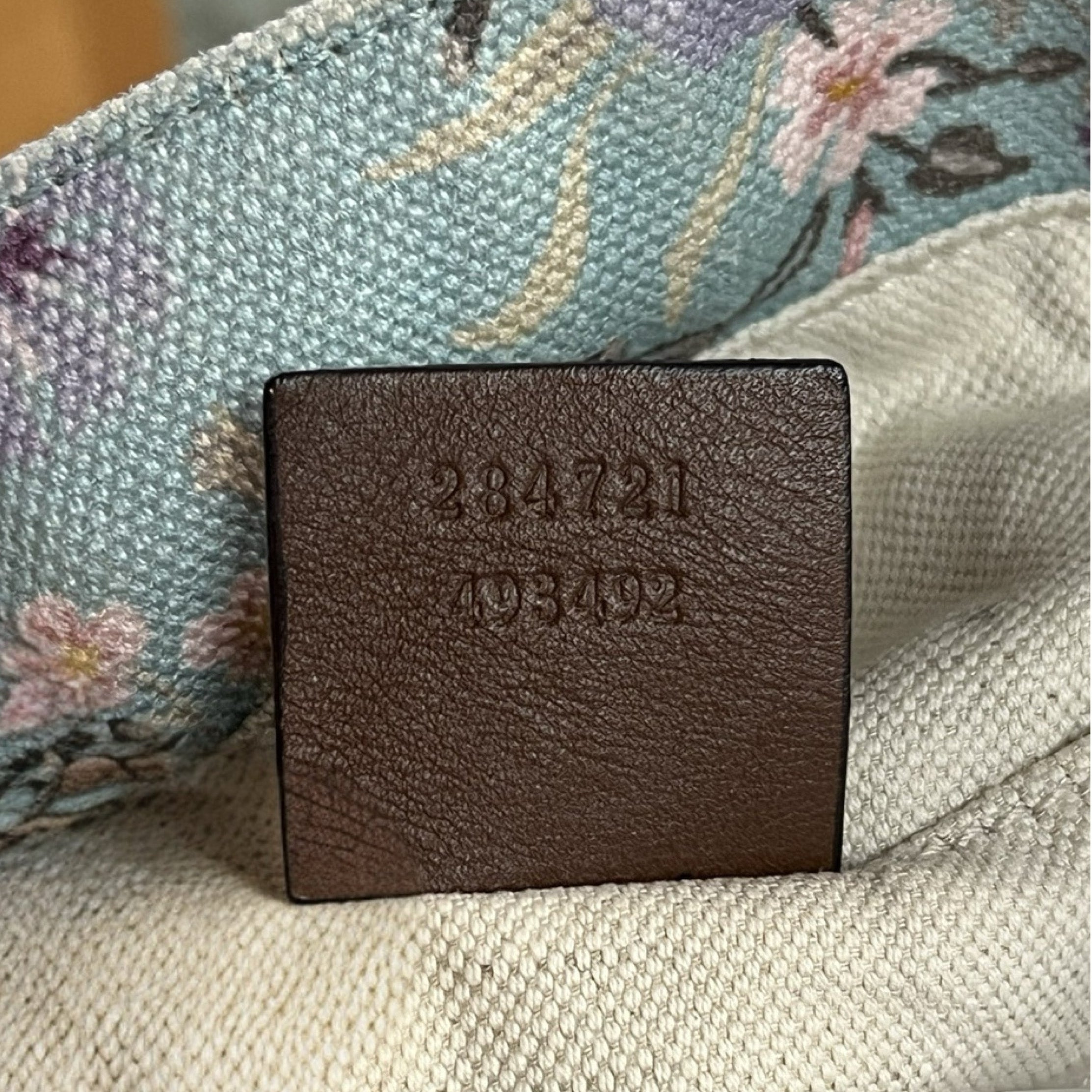 Gucci light blue floral tote