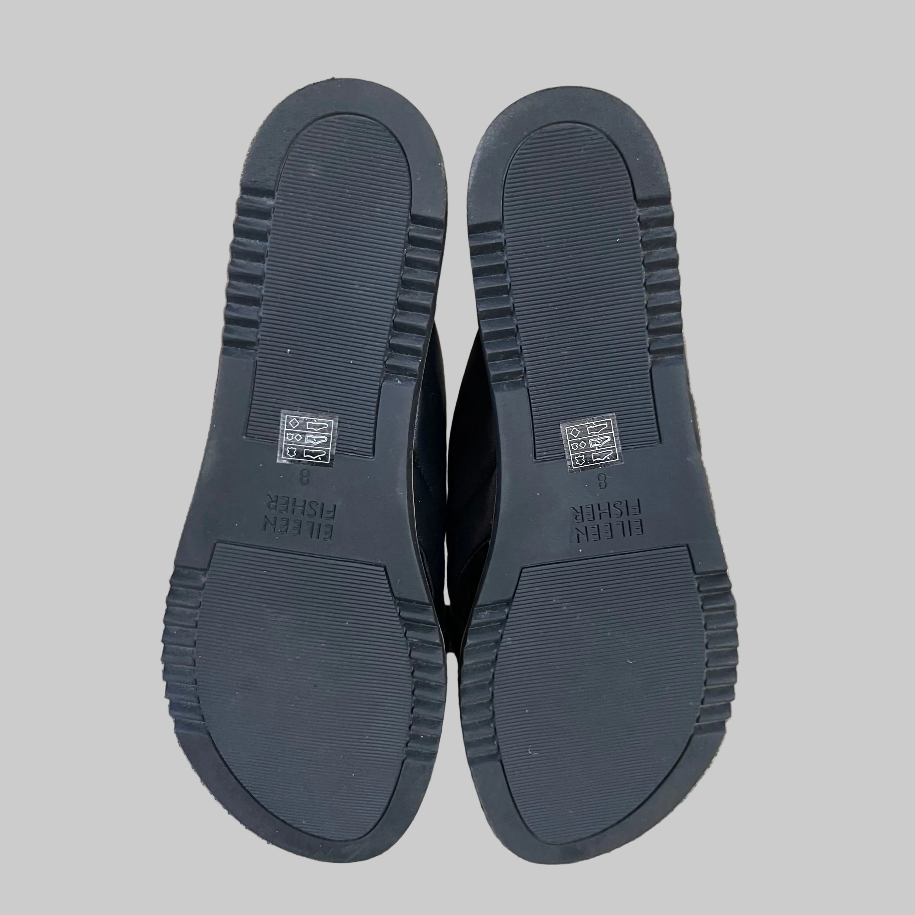 Eileen Fisher black leather sandals, size 8, NEW IN BOX!