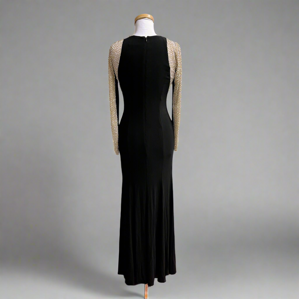 Xscape black dress with metallic studs, size 4