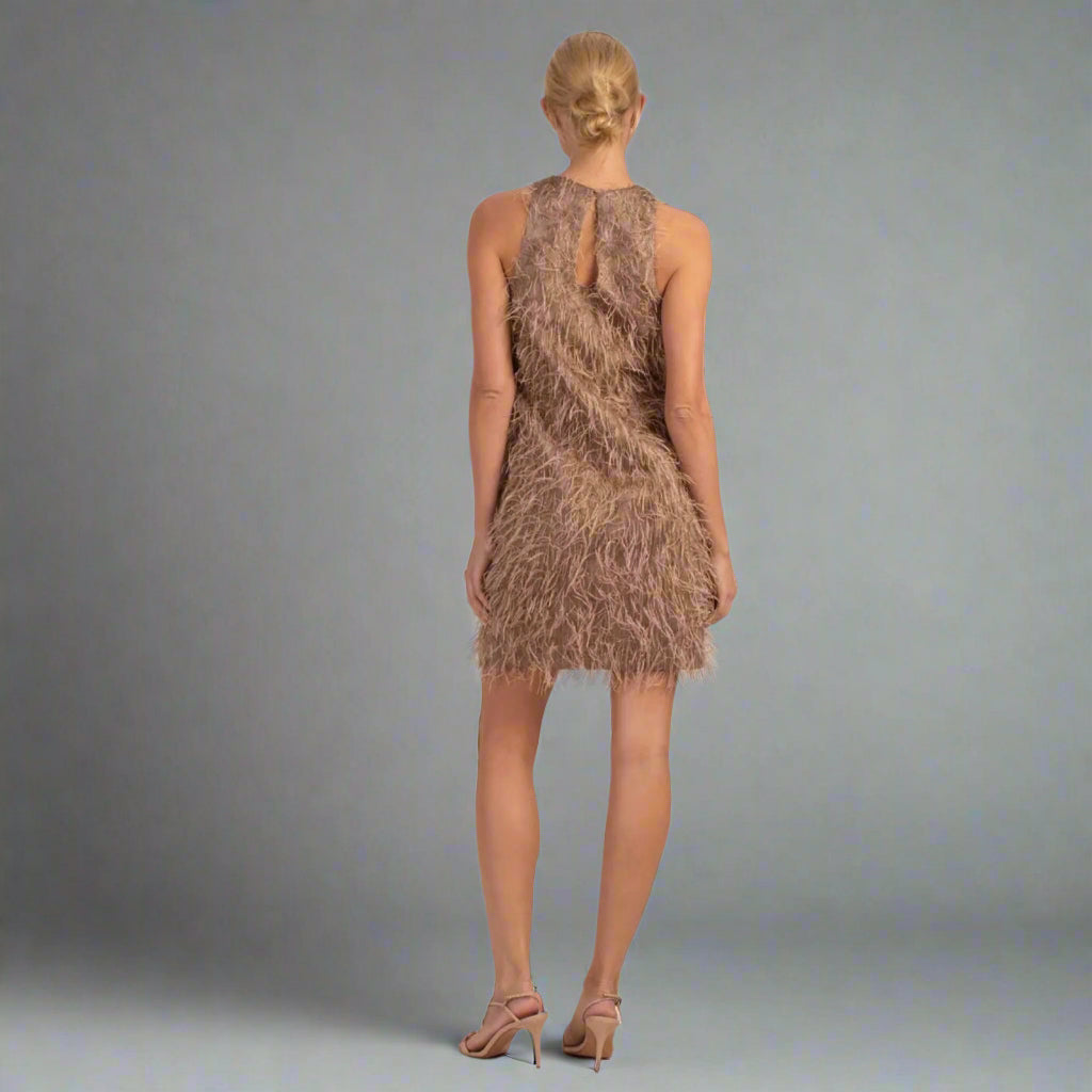 Trina Turk mocha "feather" dress, size 8