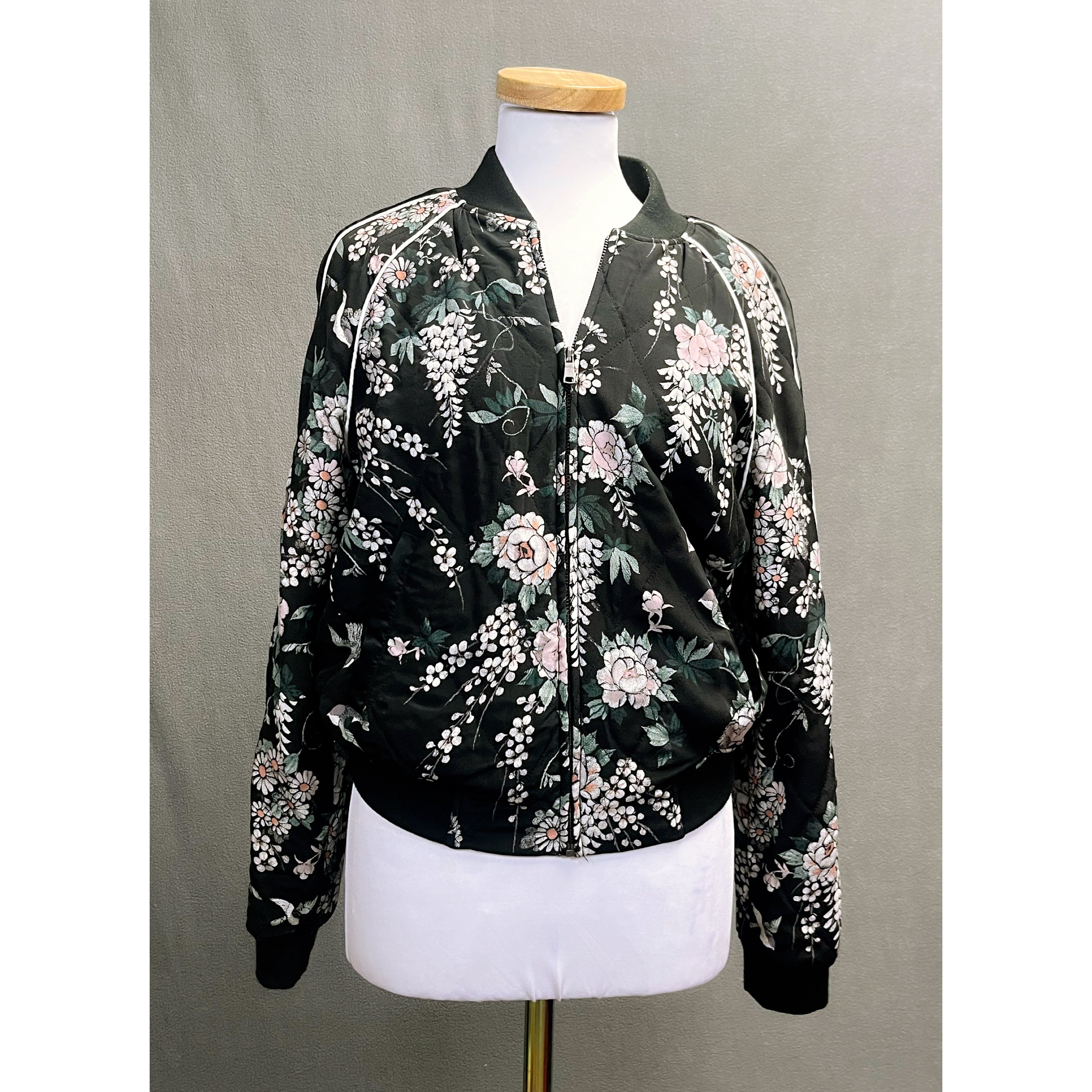 Joie black floral bomber jacket, size S