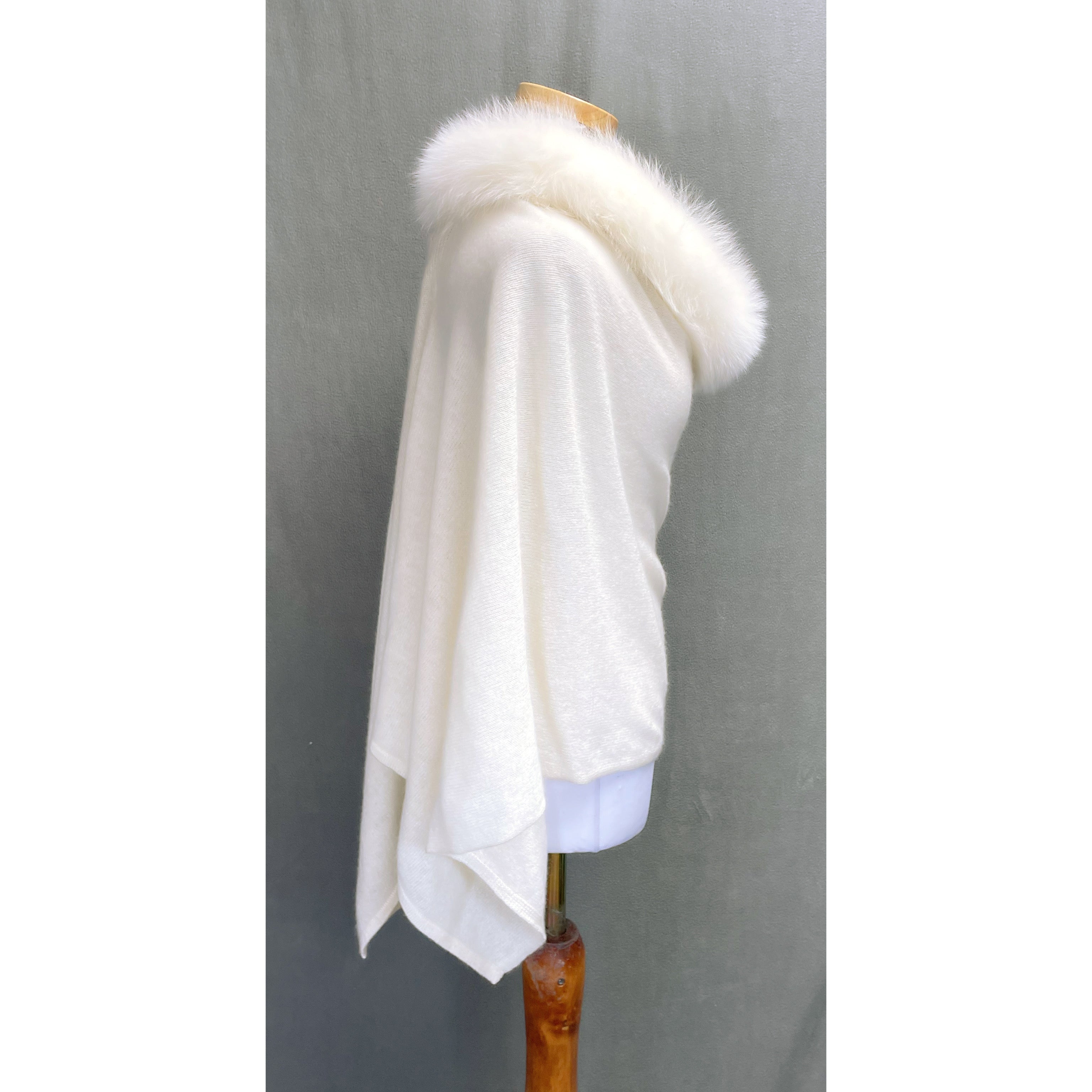 Alashan cashmere and fox trim shawl, NEW WITH TAGS!