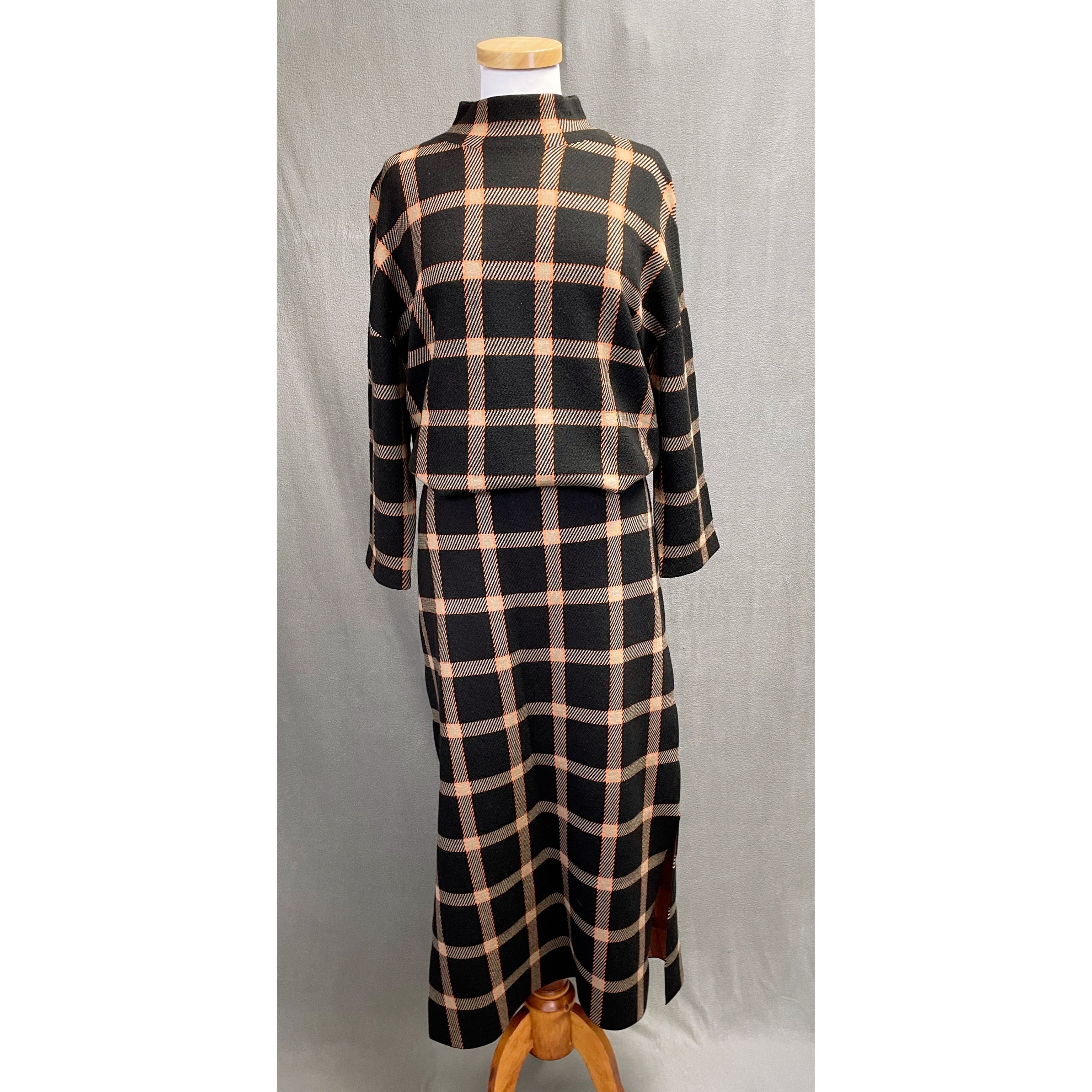 Akris black plaid dress, size M