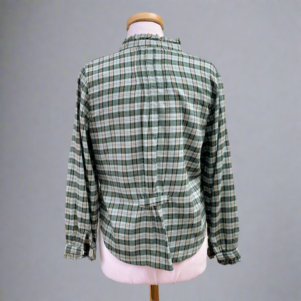 Trovata sage green plaid blouse, size XS