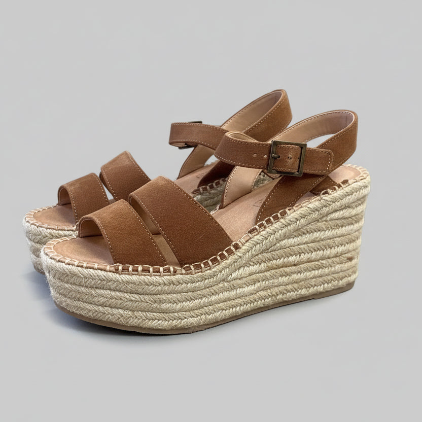 Soludos caramel suede espadrille wedge, size 8.5, NEW IN BOX!