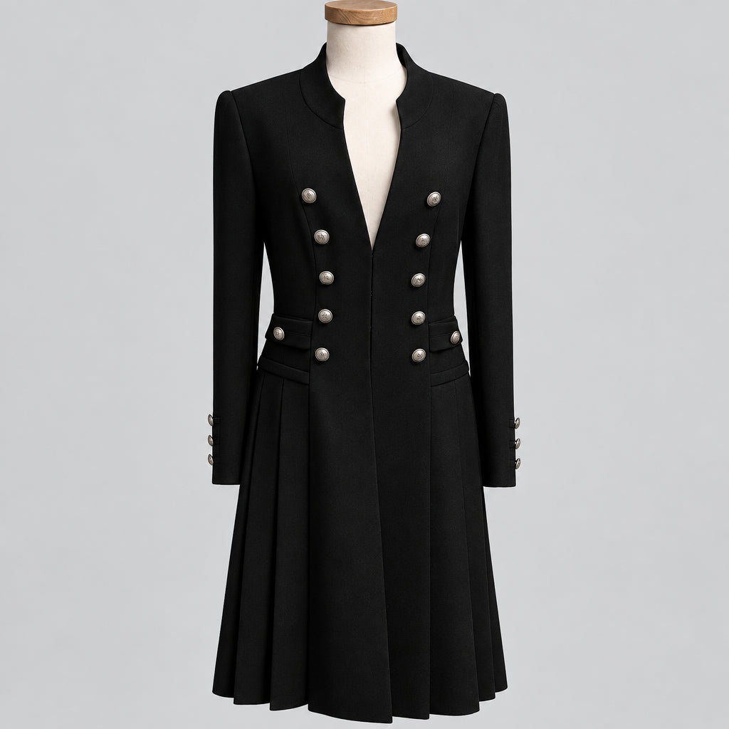 Zelda black pleated coat, size 10