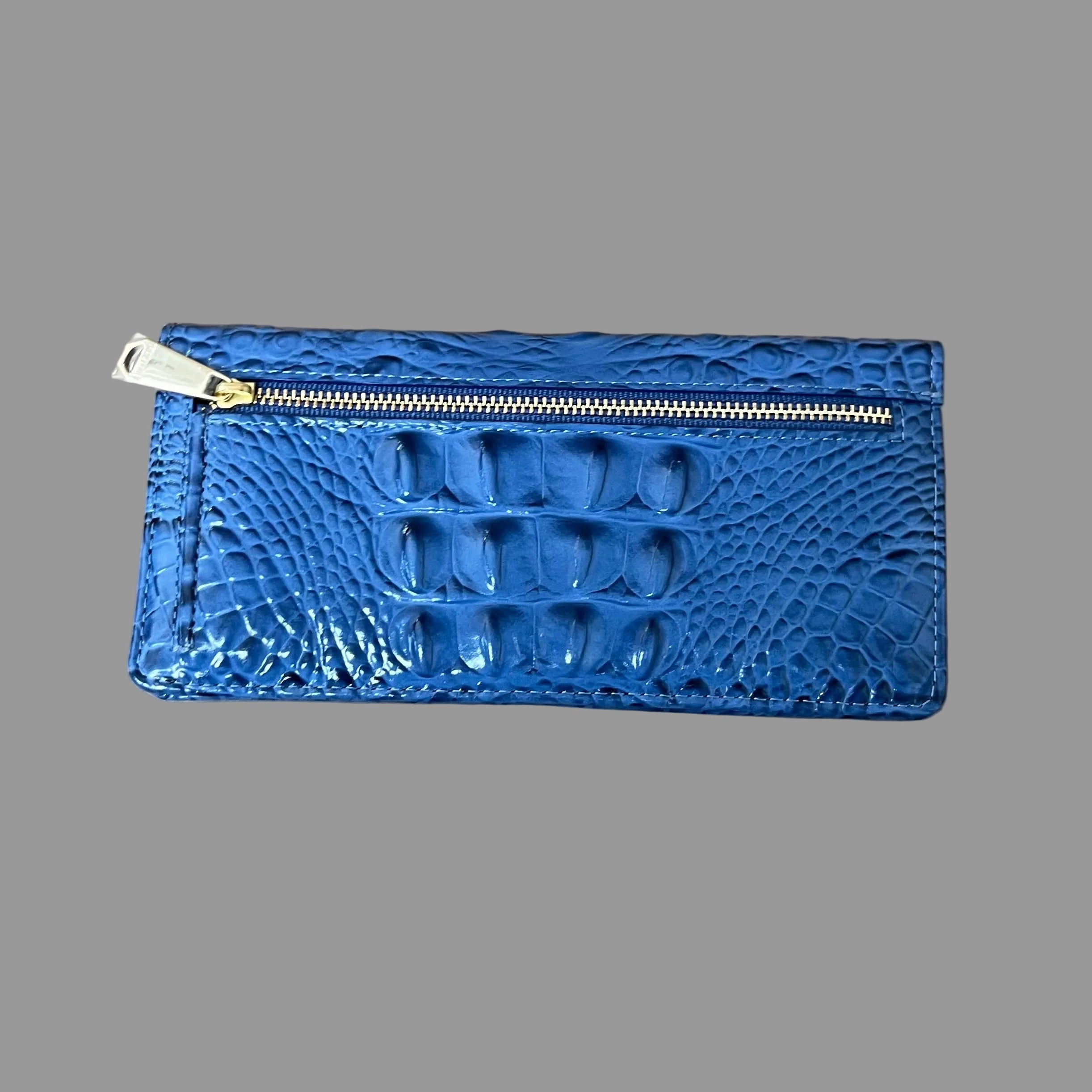 Brahmin blue "croc" leather wallet