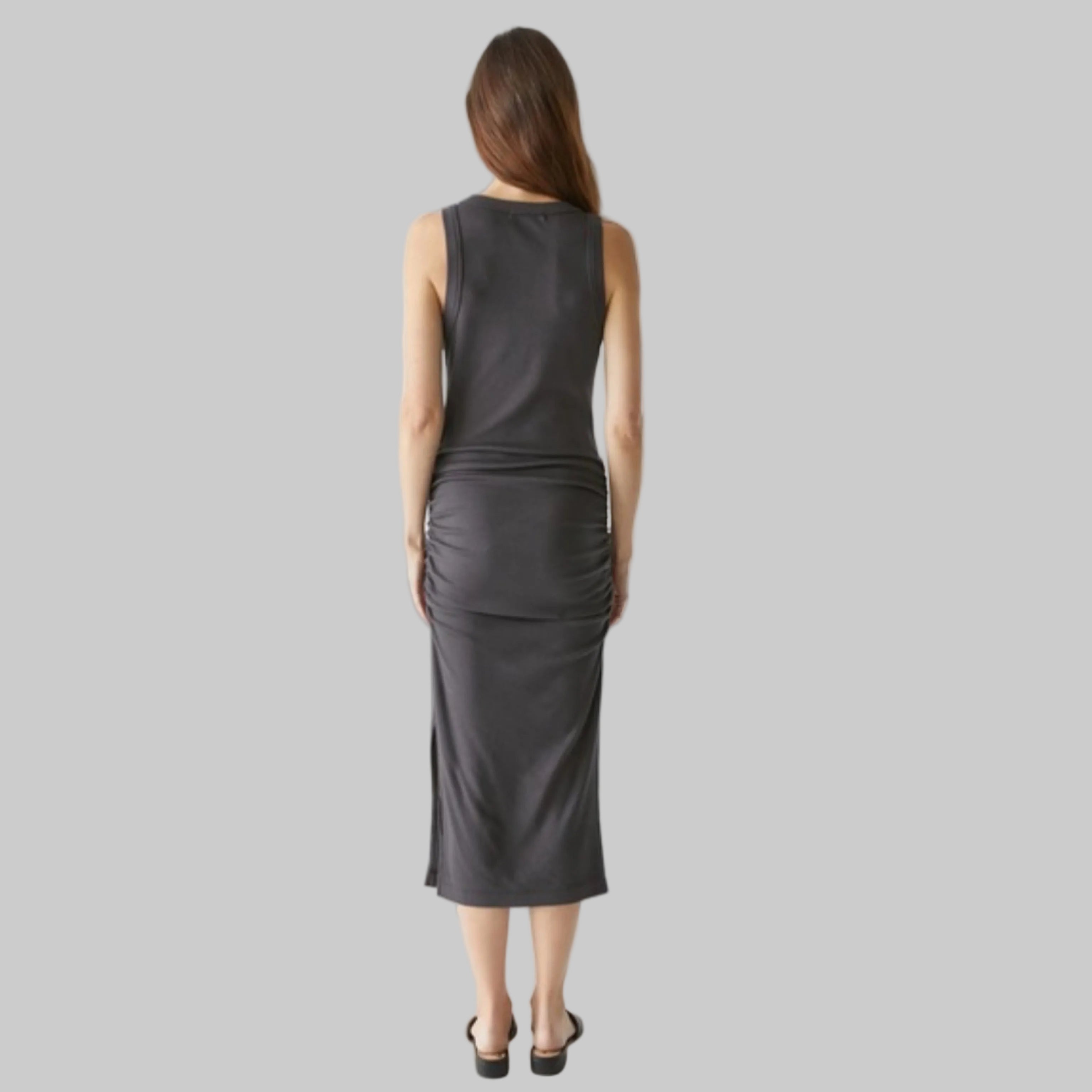 Michael Stars charcoal Wren Ruched Midi dress, size M